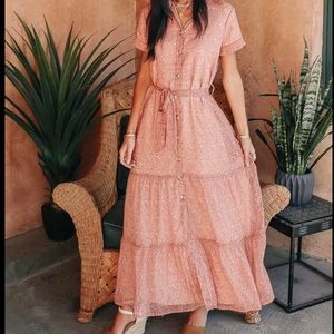 Marta Button Front Dress in Coral by Bohme